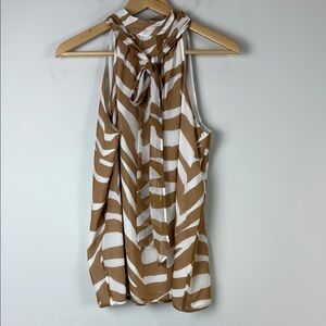 Calvin Klein Brown and White Striped Camisole Size Medium